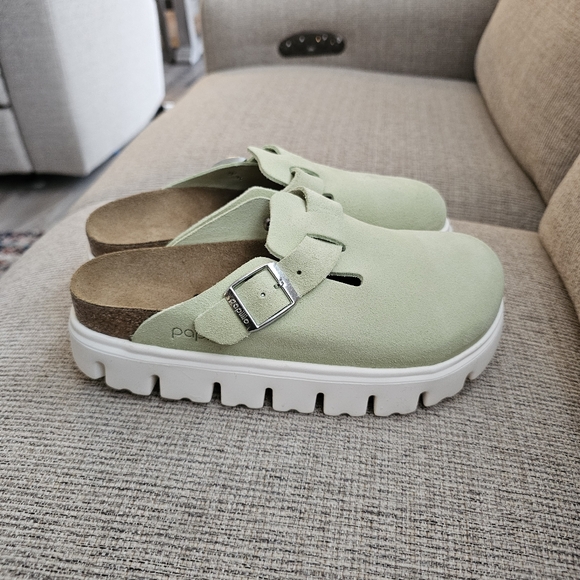 Birkenstock Boston Chunky Suede Leather - Faded Lime - Picture 4 of 7